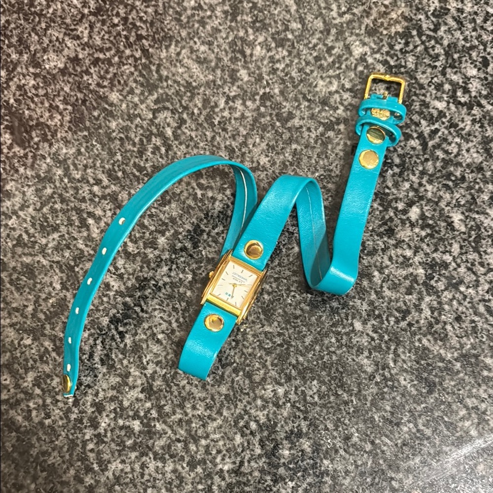 La Mer Teal Leather Women's Wrap Watch